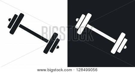Vector barbell icon. Two-tone version on black and white background