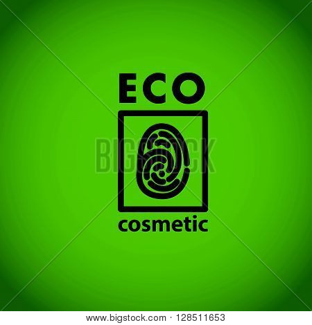 Vector flat eco product emblem. Ecological cosmetic sign. Eco badge. Finger stamp. Natural product line. Nature certificate quality. Eco symbol. Natural cosmetics. Eco friendly logo. Bio organic product.