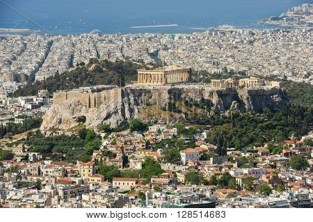 Cityscape of modern Athens, Greece