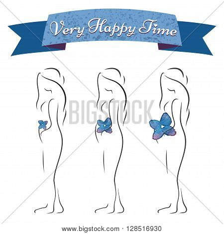 Postcard Illustration poster pregnancy happy time Trimesters nucleation and growth of the child