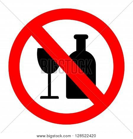 No alcohol sign on white background. Vector illustration