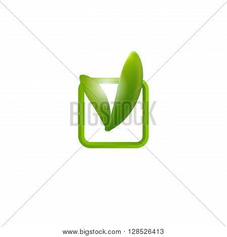 Realistic leaves chek icon. Vector illustration. Leaf tag.