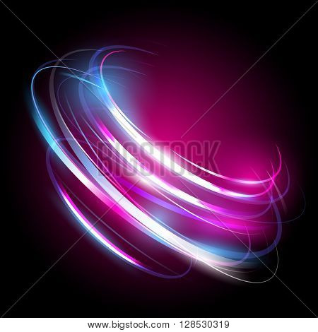 Beautiful vector light effect. Colored lights with flash. Vector background with the effect of neon and glow. Flying design elements.