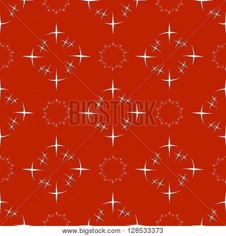 Seamless Abstract White Star Pattern On Red Background