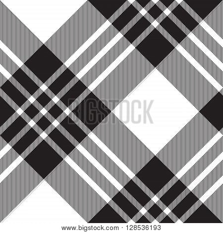 Macgregor tartan black white diagonal seamless pattern.Vector illustration. EPS 10. No transparency. No gradients.