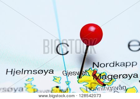 Gjesvaer pinned on a map of Norway