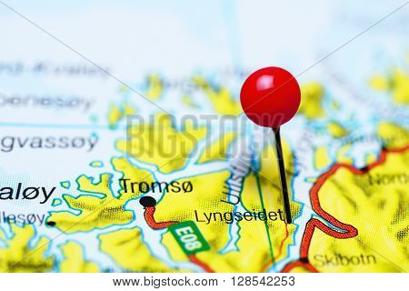 Lyngseidet pinned on a map of Norway