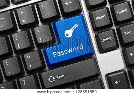 Conceptual Keyboard - Password (blue Button With Key Symbol)