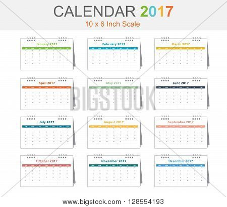 Calendar 2017 10X6 Inch Scale Pastel Tone
