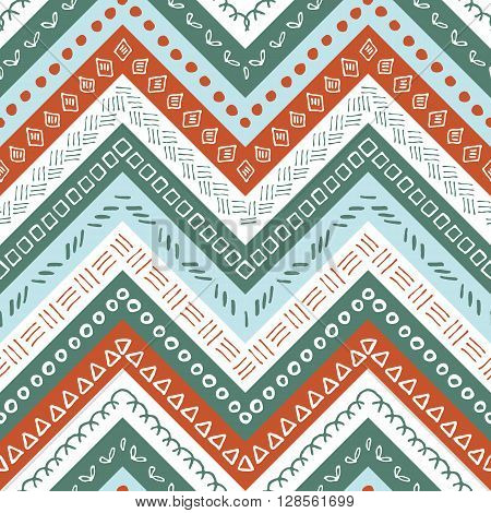 Vector Hand Drawn Seamless Folk Pattern