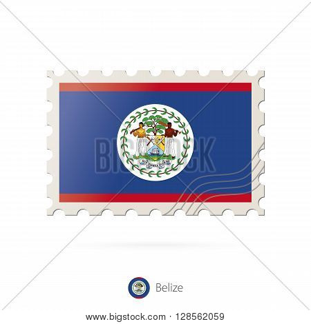 Postage Stamp With The Image Of Belize Flag.