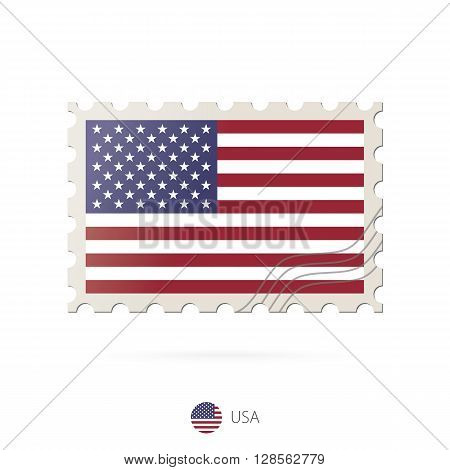 Postage Stamp With The Image Of Usa Flag.