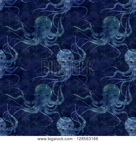 Seamless Repeatable Sea Monster Kraken Pattern
