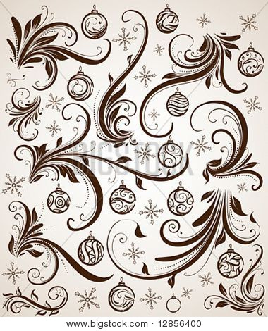 Ornamento con bolas de Navidad y copos de nieve