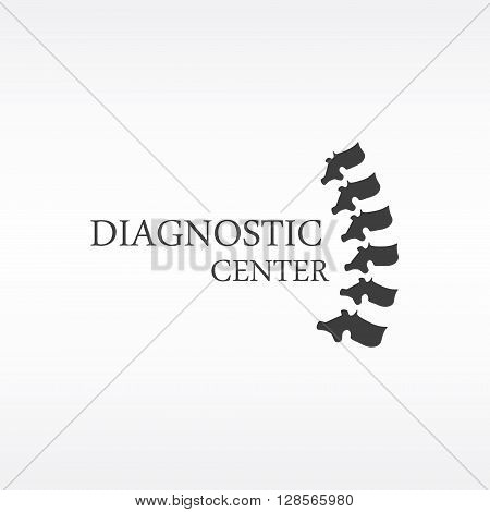 Vector illustration black silhouette spine diagnostic symbol design sign. Diagnostic center
