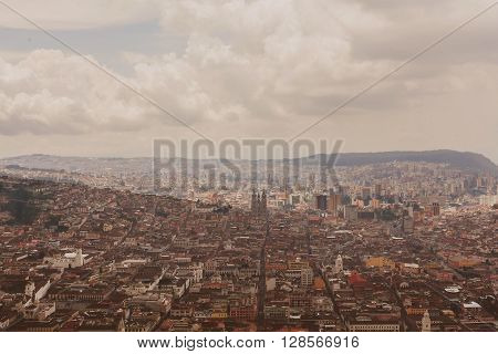 Aerial View Of Quito City In Ecuador South America