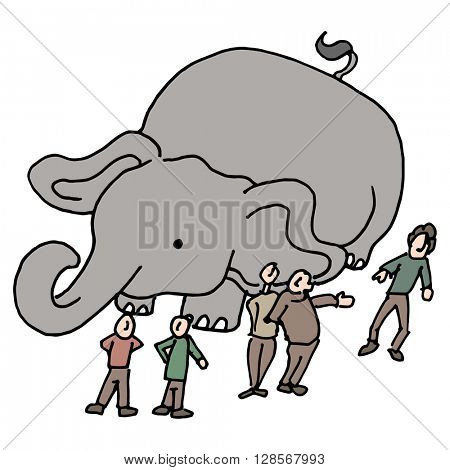An image of a community of people elephant in the room.