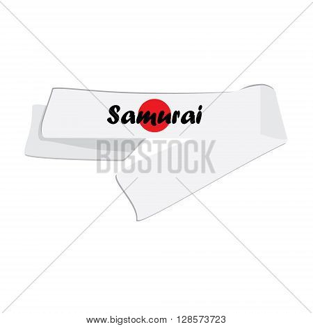 Vector illustration hachimaki national japanese headband with japan flag. Samurai bandana.