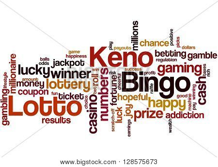 Lotto Bingo Keno, Word Cloud Concept 3