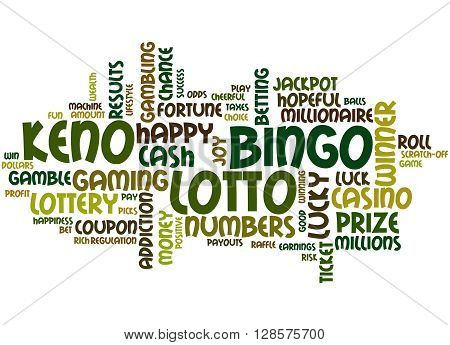 Lotto Bingo Keno, Word Cloud Concept 5