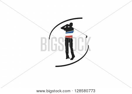 an illustration wher a man is playing golf