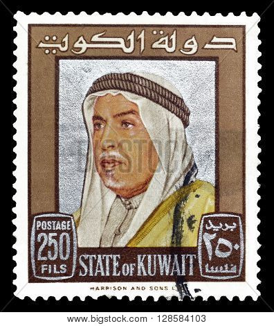 KUWAIT - CIRCA 1969 : Cancelled postage stamp printed by Kuwait, that shows portrait of Sheik Abdullah.