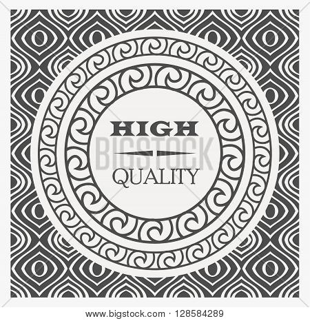 Cool vector vintage label for design and logo with signature High Quality with seamless abstract pattern.