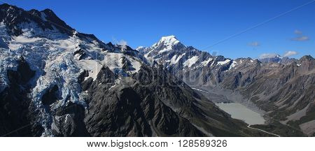 Mt Cook. Highest mountain of the Southern Alps New Zealand.