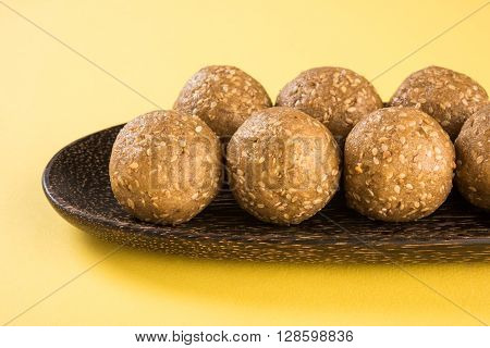 tilgul laddu or til gul laddu, selective focus