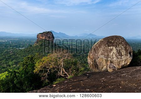 Sigiriya Rock Fortress, seen from Pidurangala Rock, Sri Lanka.