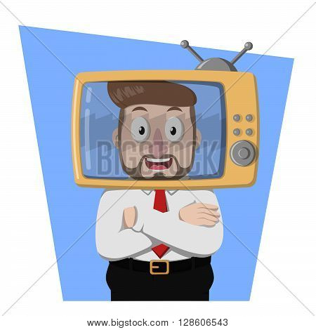 Business man on TV programme .eps10 editable vector illustration design