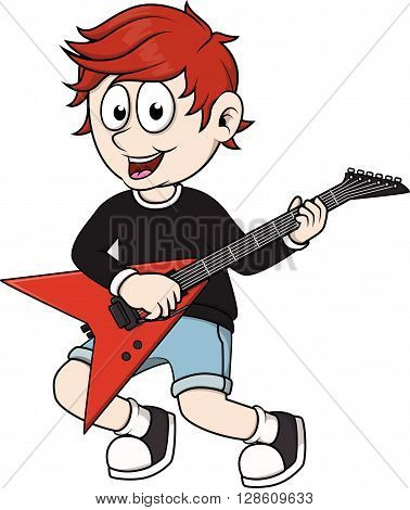 boy playing electric guitar  .eps10 editable vector illustration design
