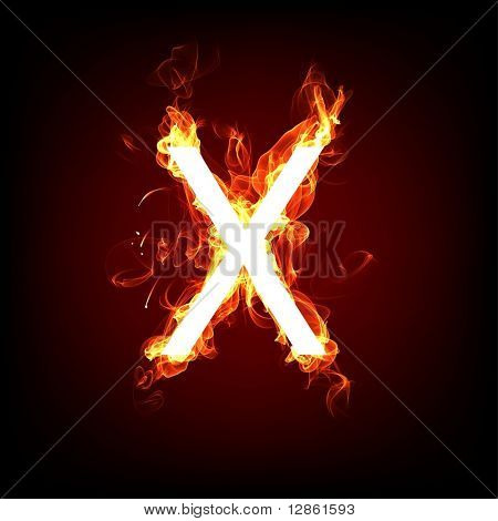 Огненный шрифт для горячее пламя дизайн. Буква X