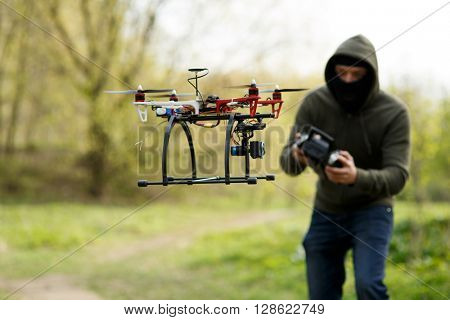 Man flying with the drone