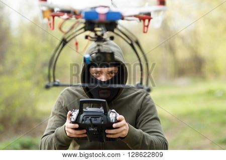 Man flying with the drone