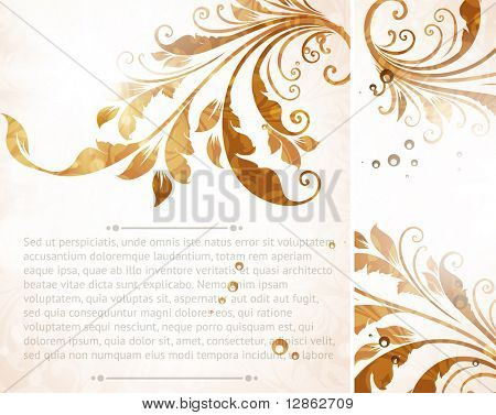 ビンテージと花の国境に葉し、レトロなデザインのための花