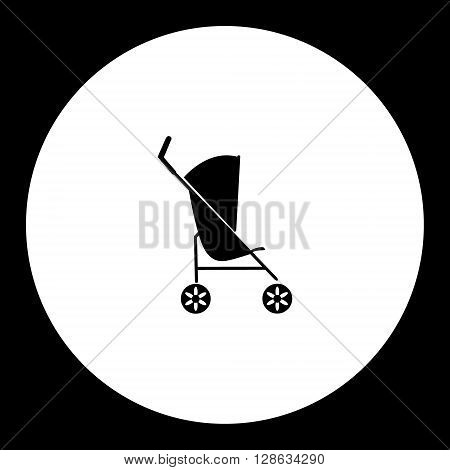 Simple Black Sport Stroller For Baby Cradle Icon Eps10