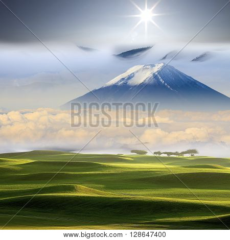 The beautiful landscape with nice background color