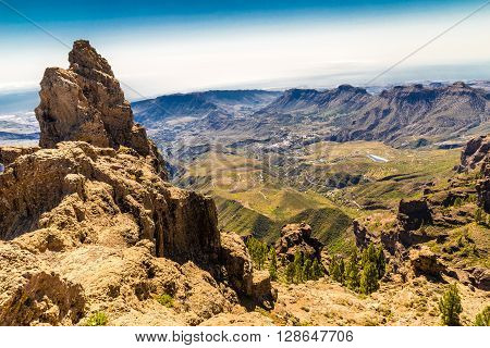 Caldera De Tejeda From Cruz de Tejeda Viewpoint - Tejeda Gran Canaria Canary Islands Spain