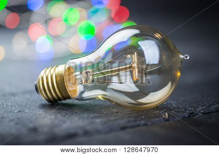 Vintage Tungsten Bulb With Color Lights