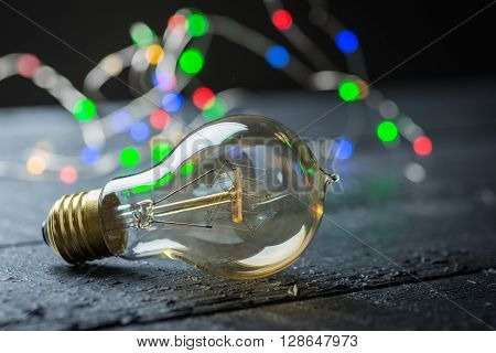 Vintage Tungsten Bulb With Color Lights