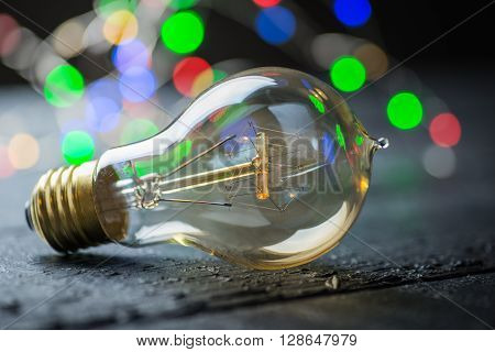 Vintage Tungsten Bulb With Color Lights