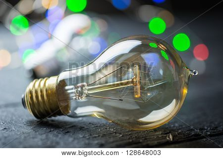 Vintage Tungsten Bulb With Color Lights