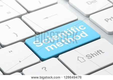Science concept: computer keyboard with word Scientific Method, selected focus on enter button background, 3D rendering