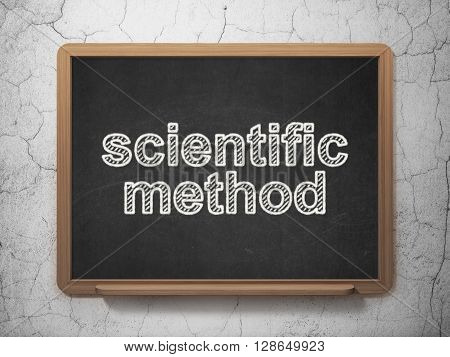 Science concept: text Scientific Method on Black chalkboard on grunge wall background, 3D rendering
