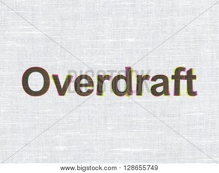 Business concept: CMYK Overdraft on linen fabric texture background