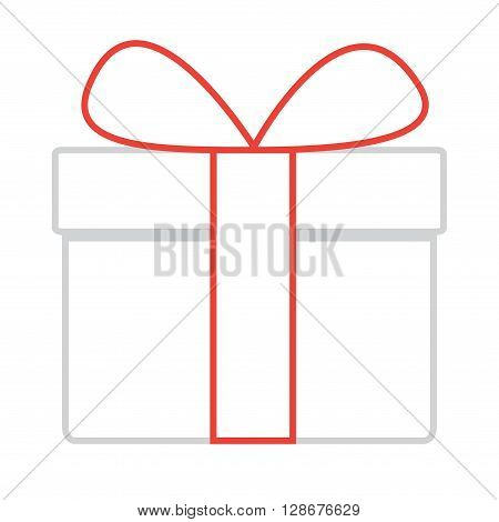 Simple vector gift box with red ribbon