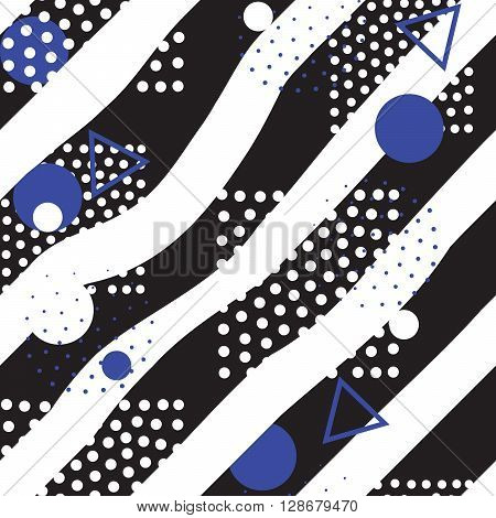 Vector colorful seamless pattern. Universal repeating geometric abstract figure, pseudo art. Wallpaper, wrapping paper, interior, pointillism memphis, 80s, 90s style