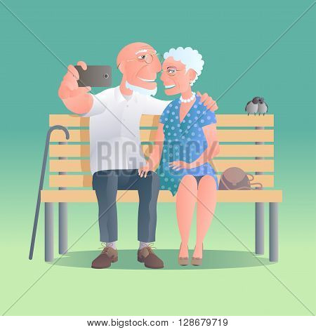 Old people happy and active vector illustration. Old people smiling