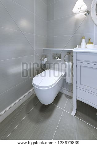 Toilet in bathroom classic style. 3D render